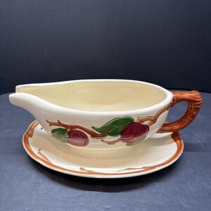 Franciscan Apple Pattern Gravy Boat with Attached Underplate - U.S.A. - EUC